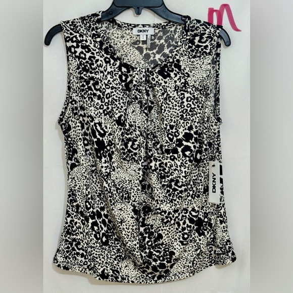 Dkny Tops - DKNY Black and White Leopard Print Blouse